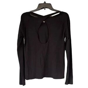 1637 Hurley Black Long Sleeve Crisscross Keyhole Back Stretchy Active Workout Gy